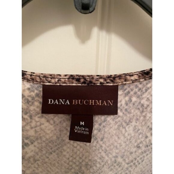 Dana Buchman Snake Print Dress Short Sleeve Knee-Length Women's M with V-Necklin - Picture 4 of 10